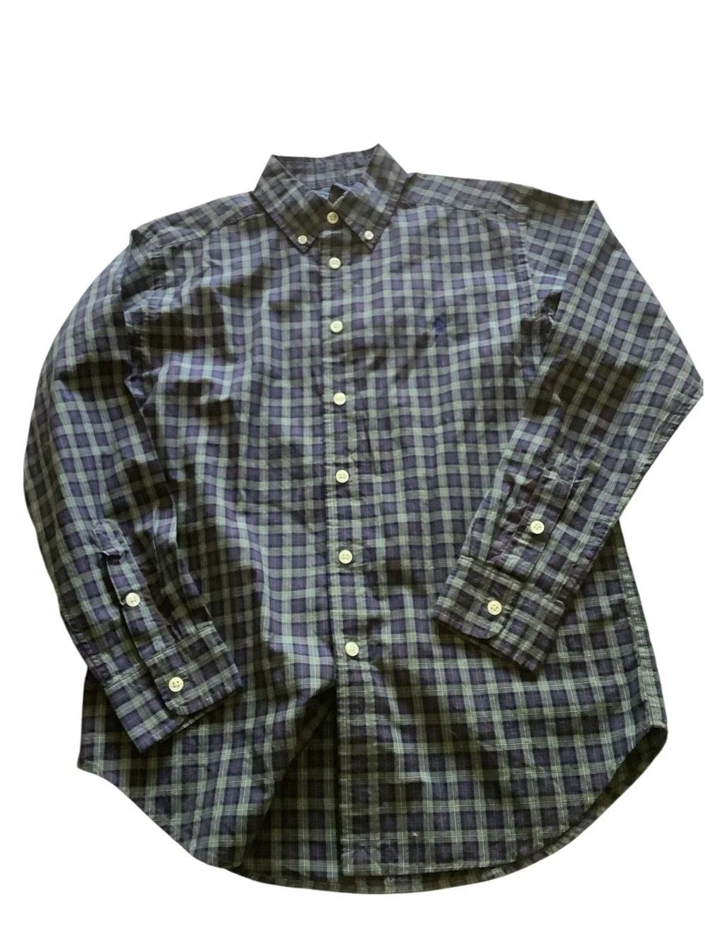 Youth Medium Plaid Polo Ralph Lauren Button Down Shirt NWT